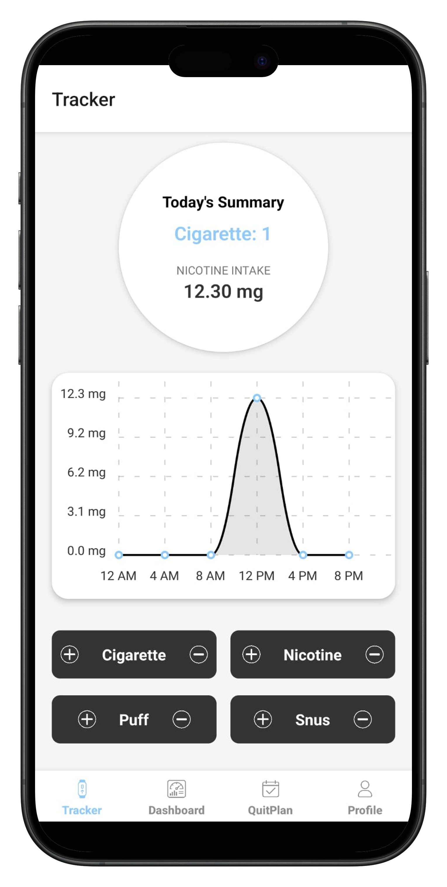 NicotineCount App Interface 1